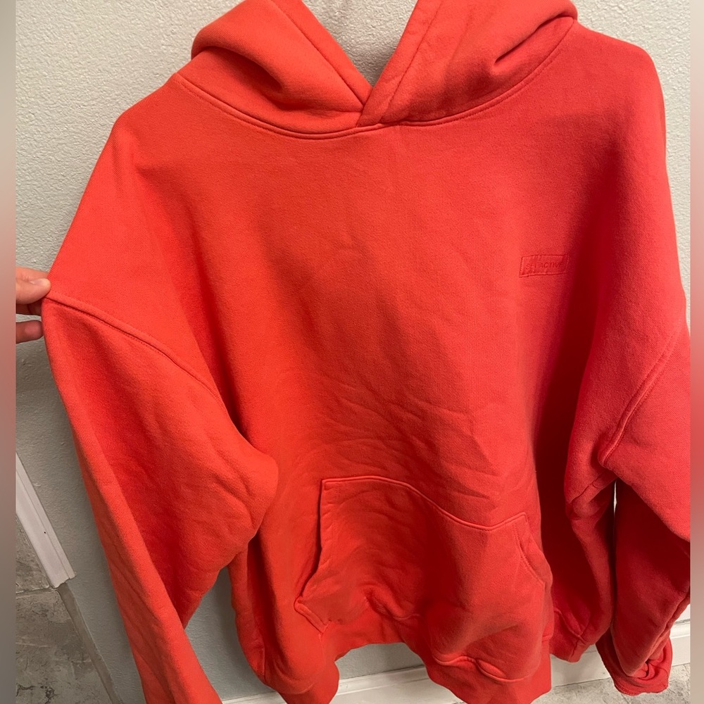 Set Active brand hoodie, unsure of the color name, it is orange-ish coral!